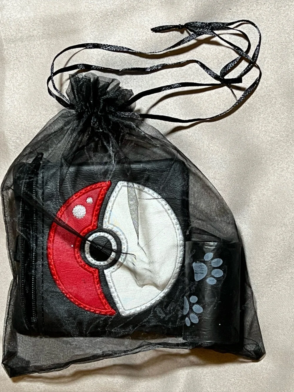 Pokemon doggie poop bag dispenser Black with Red & White Poké Ball Patch new 🆕